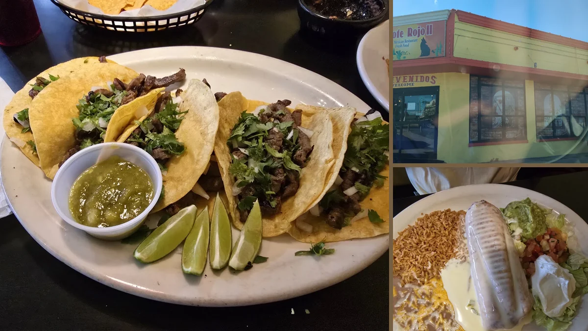 Plates of fajitas and burritos ready to serve.