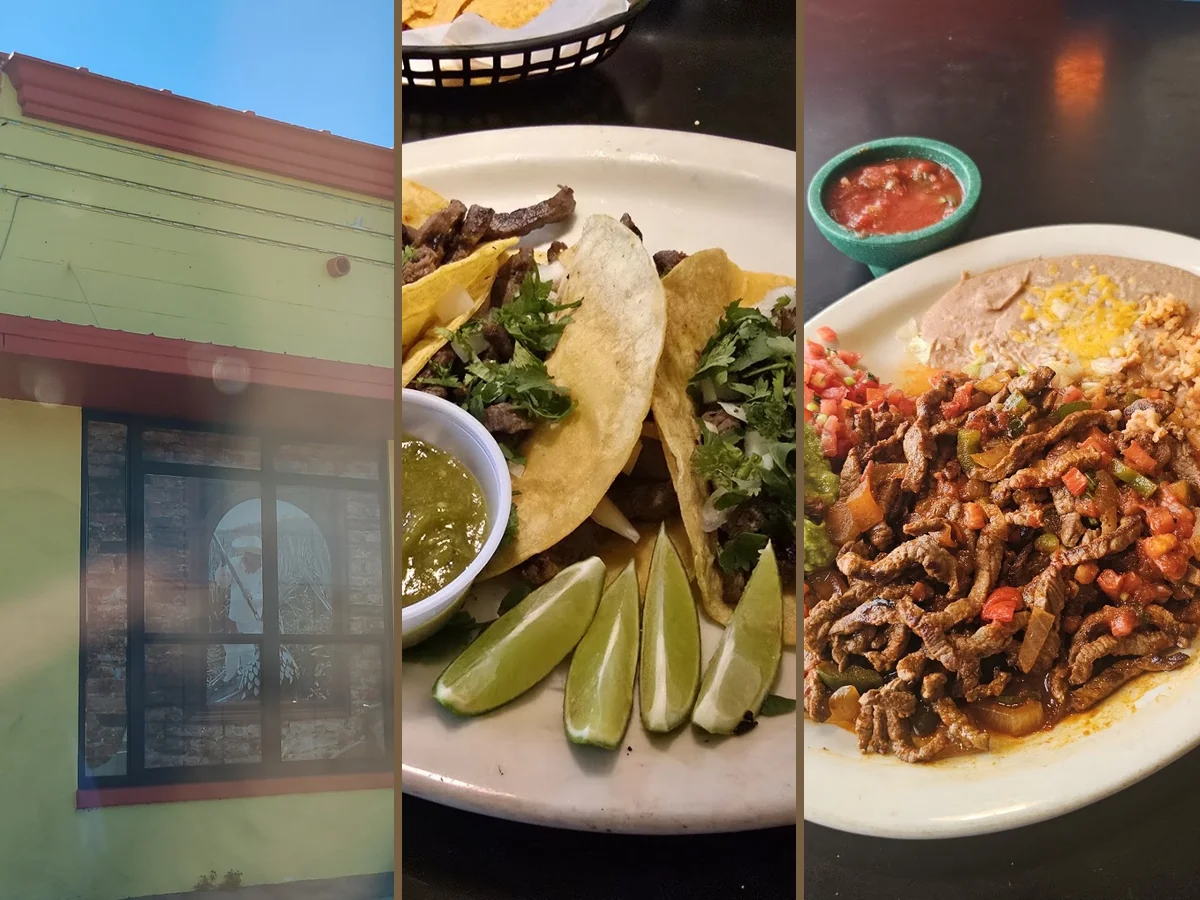 A casual dining table with plated Mexican food.